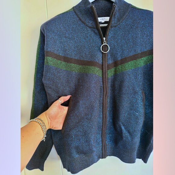 Suncoo Navy, Green and Black Sparkly Zip-Up - Picture 5 of 6